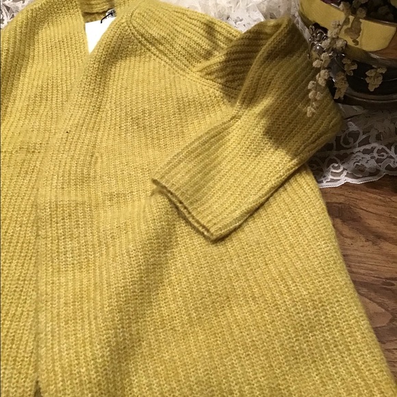 Zara Sweaters Zara Yellow Mustard Loose Knit Cardigan Poshmark